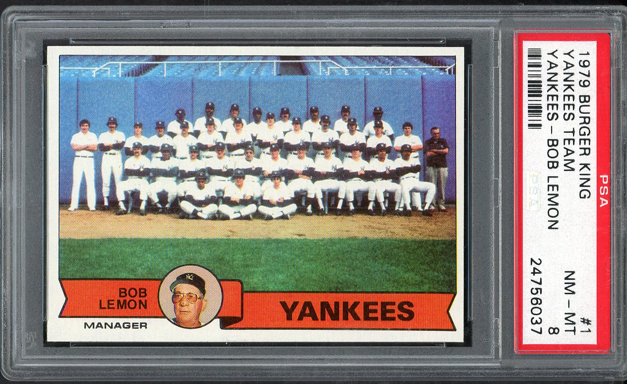 1979 Burger King #001 New York Yankees Team PSA 8 NM/MT 563352