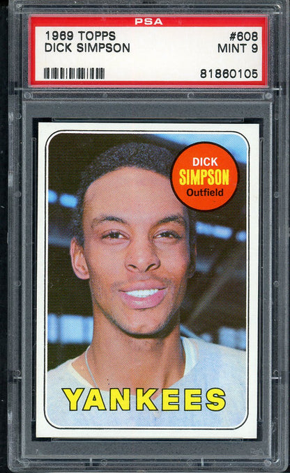 1969 Topps Baseball #608 Dick Simpson Yankees PSA 9 MINT 563354