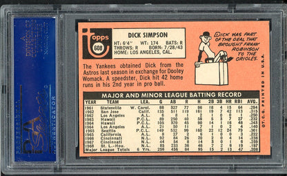 1969 Topps Baseball #608 Dick Simpson Yankees PSA 9 MINT 563354