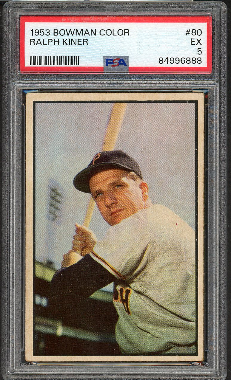 1953 Bowman Color Baseball #080 Ralph Kiner Pirates PSA 5 EX 563355