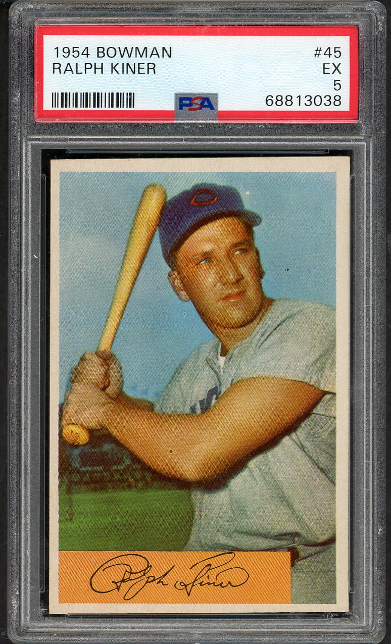 1954 Bowman Baseball #045 Ralph Kiner Cubs PSA 5 EX 563356