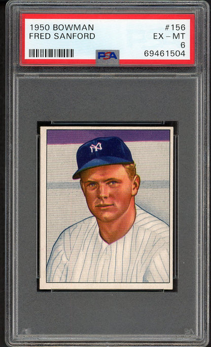 1950 Bowman Baseball #156 Fred Sanford Yankees PSA 6 EX-MT 563360