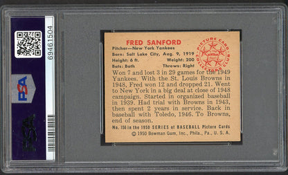 1950 Bowman Baseball #156 Fred Sanford Yankees PSA 6 EX-MT 563360