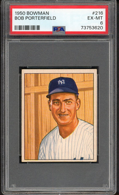 1950 Bowman Baseball #216 Bob Porterfield Yankees PSA 6 EX-MT 563362