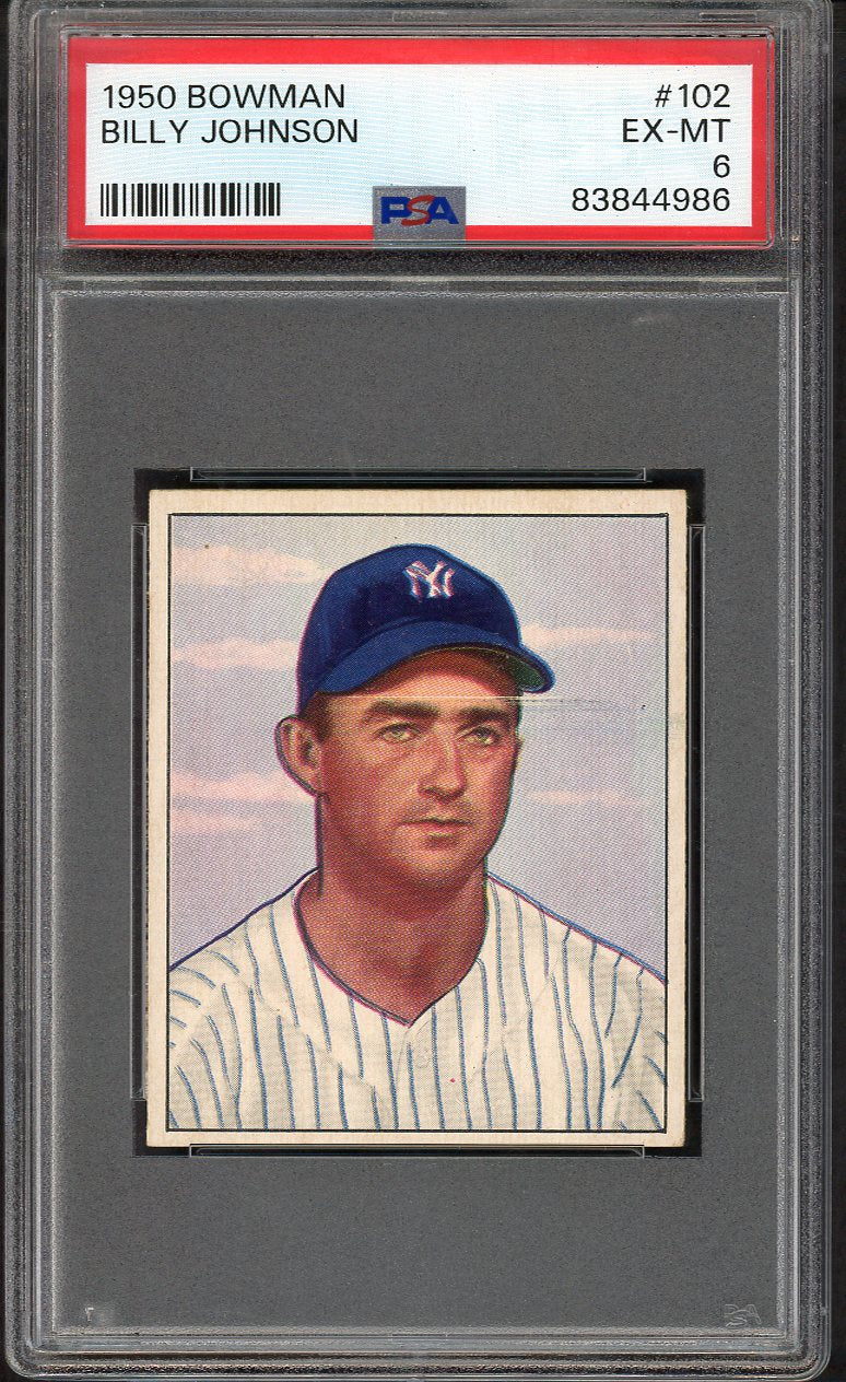 1950 Bowman Baseball #102 Billy Johnson Yankees PSA 6 EX-MT 563365