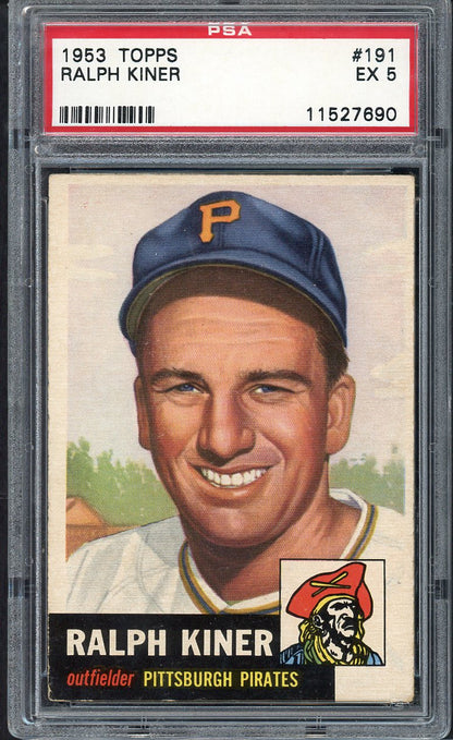 1953 Topps Baseball #191 Ralph Kiner Pirates PSA 5 EX 563373