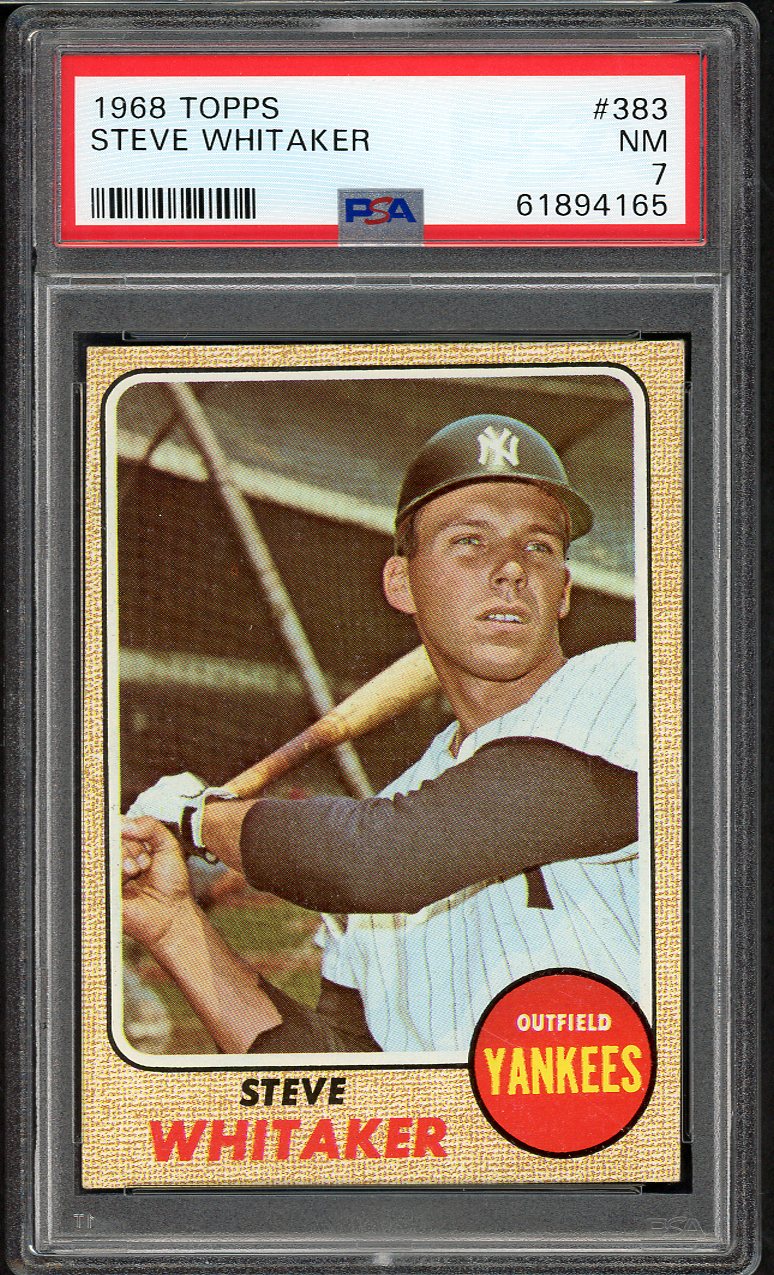 1968 Topps Baseball #383 Steve Whitaker Yankees PSA 7 NM 563375