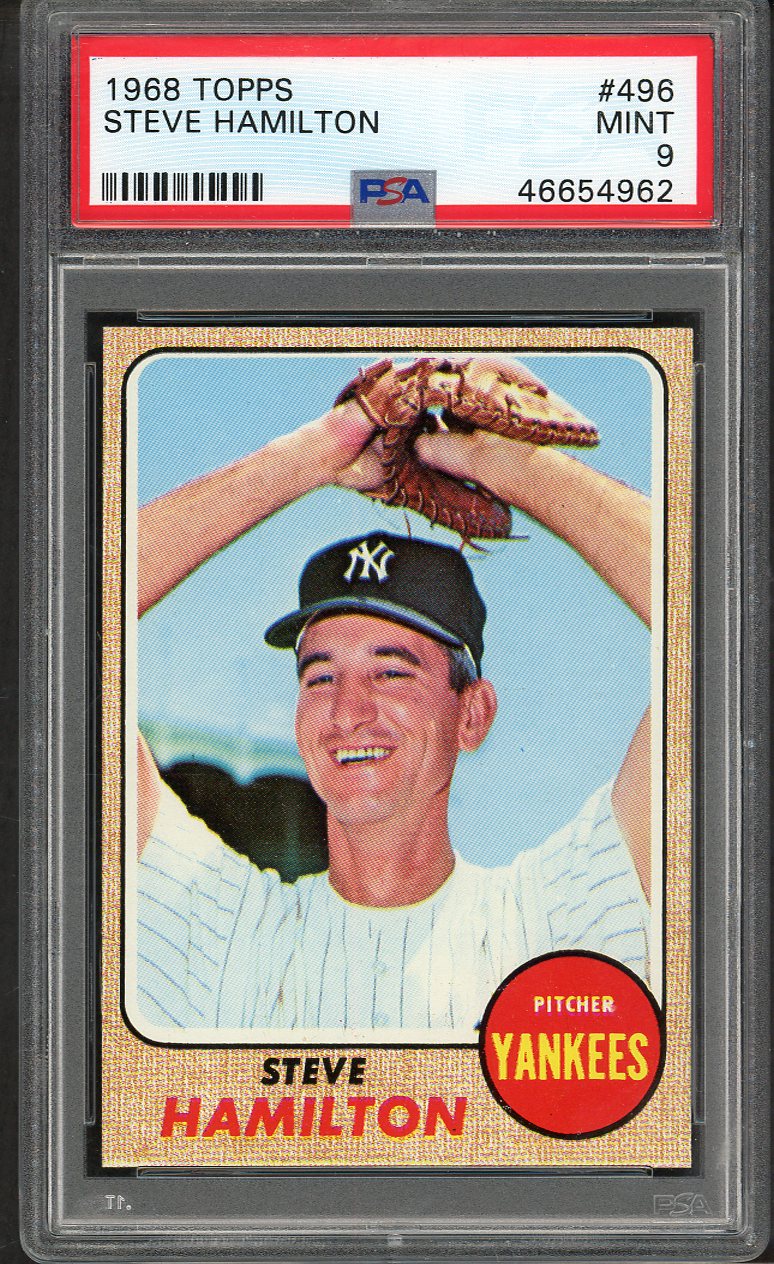 1968 Topps Baseball #496 Steve Hamilton Yankees PSA 9 MINT 563378