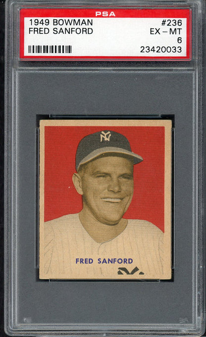 1949 Bowman Baseball #236 Fred Sanford Yankees PSA 6 EX-MT 563381