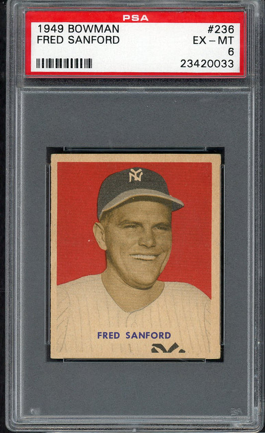 1949 Bowman Baseball #236 Fred Sanford Yankees PSA 6 EX-MT 563381