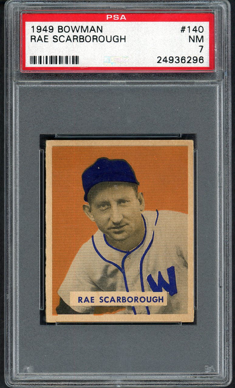 1949 Bowman Baseball #140 Ray Scarborough Senators PSA 7 NM 563384