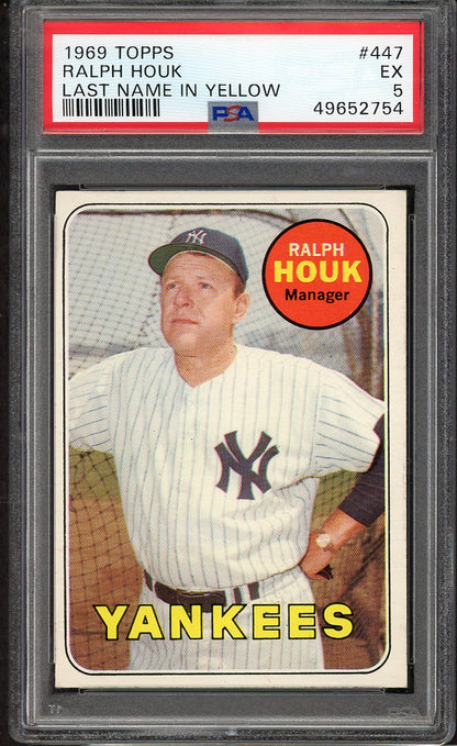 1969 Topps Baseball #447 Ralph Houk Yankees PSA 5 EX 563389