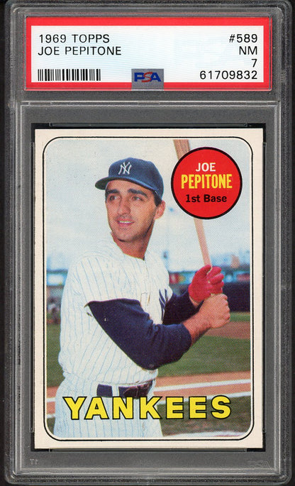 1969 Topps Baseball #589 Joe Pepitone Yankees PSA 7 NM 563391