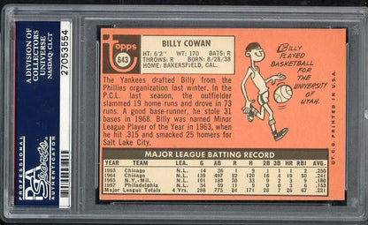 1969 Topps Baseball #643 Billy Cowan Yankees PSA 8 NM/MT 563393