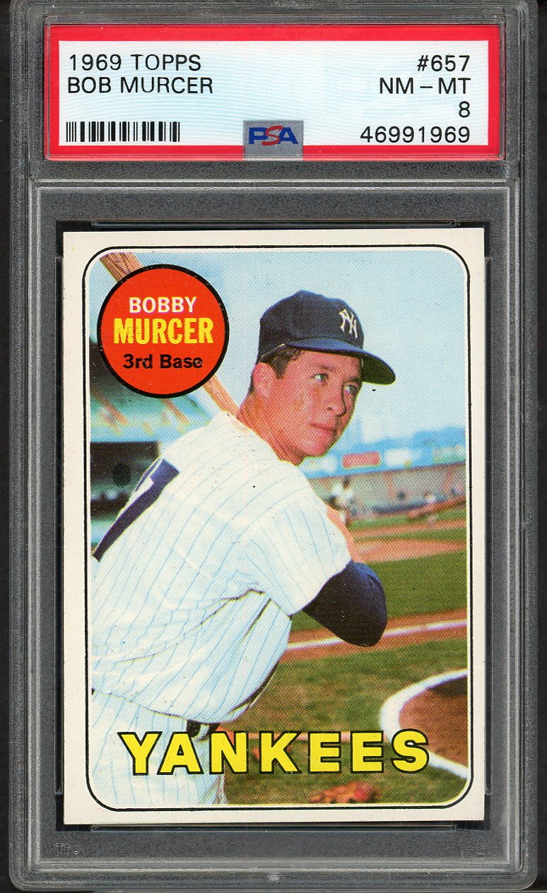 1969 Topps Baseball #657 Bobby Murcer Yankees PSA 8 NM/MT 563394