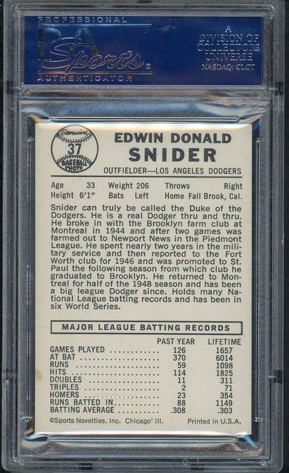 1960 Leaf Baseball #037 Duke Snider Dodgers PSA 6 EX-MT 563401