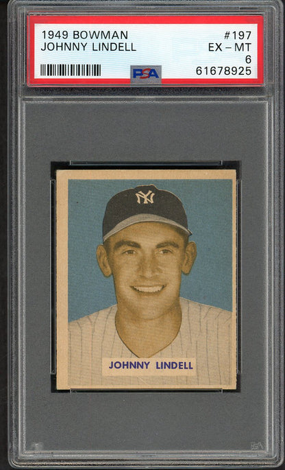 1949 Bowman Baseball #197 Johnny Lindell Yankees PSA 6 EX-MT 563408