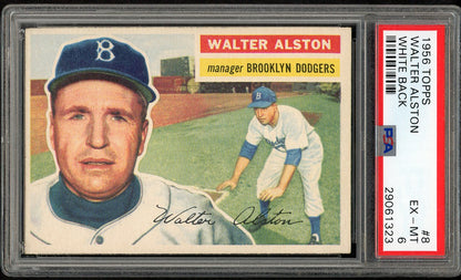 1956 Topps Baseball #008 Walter Alston Dodgers PSA 6 EX-MT White 563411