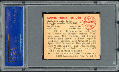 1950 Bowman Baseball #077 Duke Snider Dodgers PSA 5 EX 563416