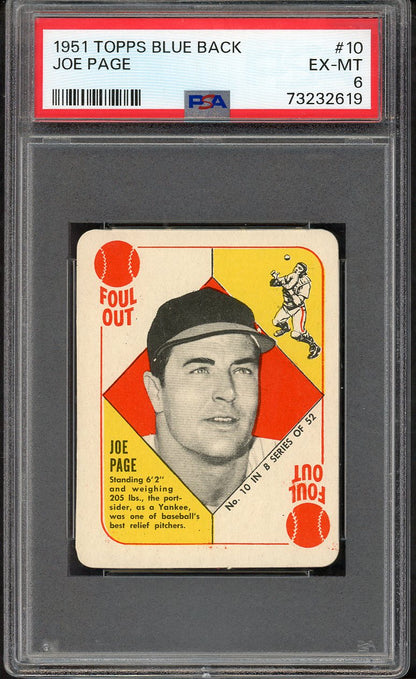 1951 Topps Blue Backs #010 Joe Page Yankees PSA 6 EX-MT 563417