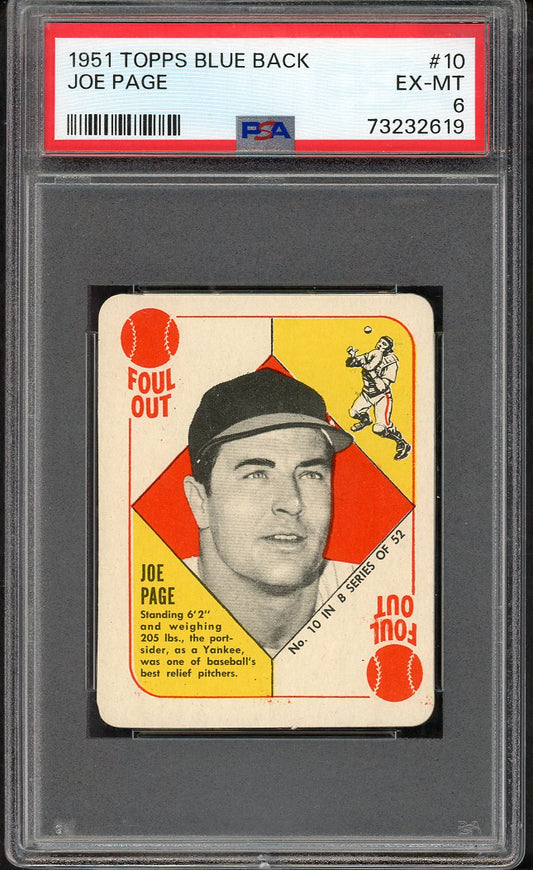 1951 Topps Blue Backs #010 Joe Page Yankees PSA 6 EX-MT 563417