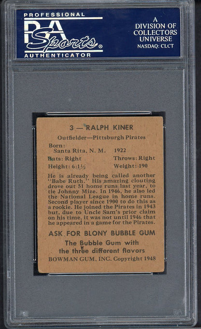 1948 Bowman Baseball #003 Ralph Kiner Pirates PSA 4 VG-EX 563418