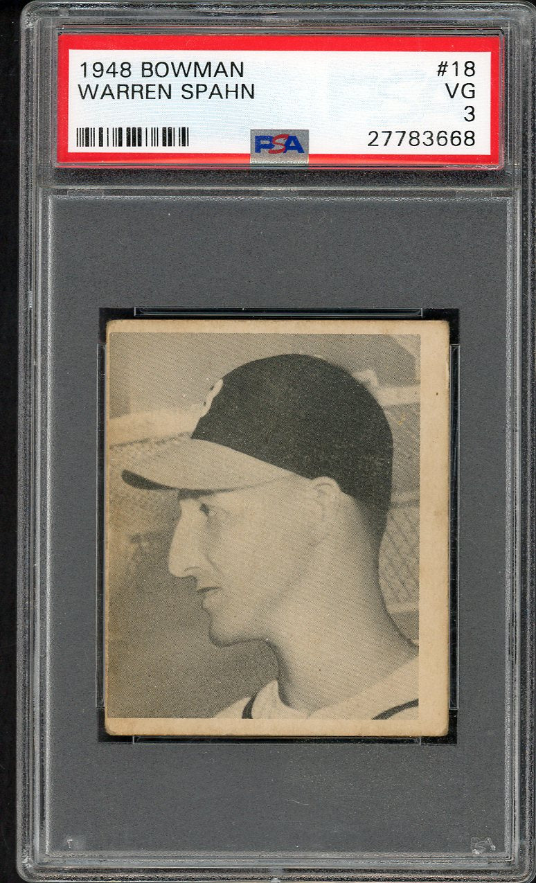 1948 Bowman Baseball #018 Warren Spahn Braves PSA 3 VG 563419