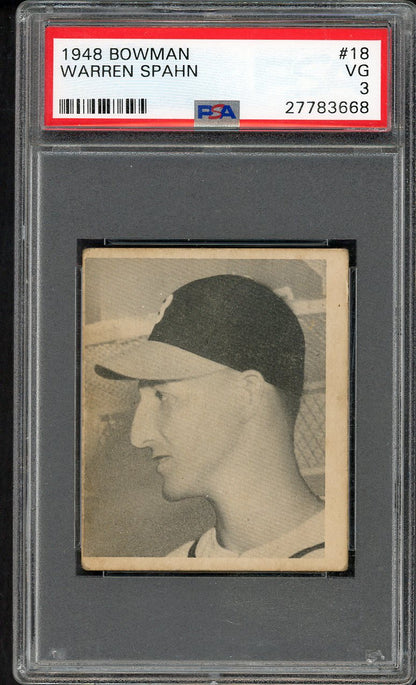 1948 Bowman Baseball #018 Warren Spahn Braves PSA 3 VG 563419