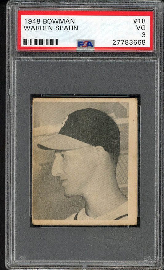 1948 Bowman Baseball #018 Warren Spahn Braves PSA 3 VG 563419