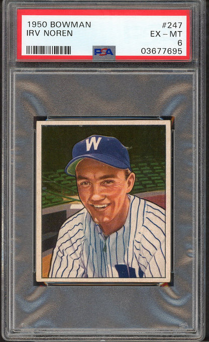 1950 Bowman Baseball #247 Irv Noren Senators PSA 6 EX-MT 563421
