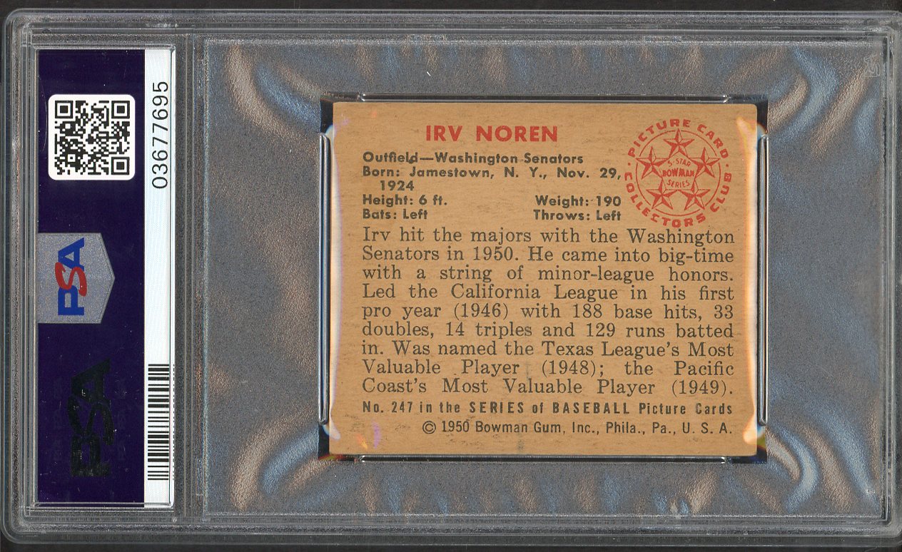 1950 Bowman Baseball #247 Irv Noren Senators PSA 6 EX-MT 563421