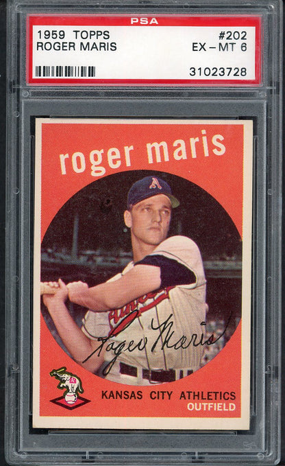 1959 Topps Baseball #202 Roger Maris A's PSA 6 EX-MT 563422