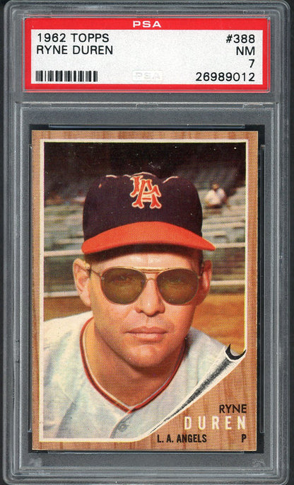 1962 Topps Baseball #388 Ryne Duren Angels PSA 7 NM 563423