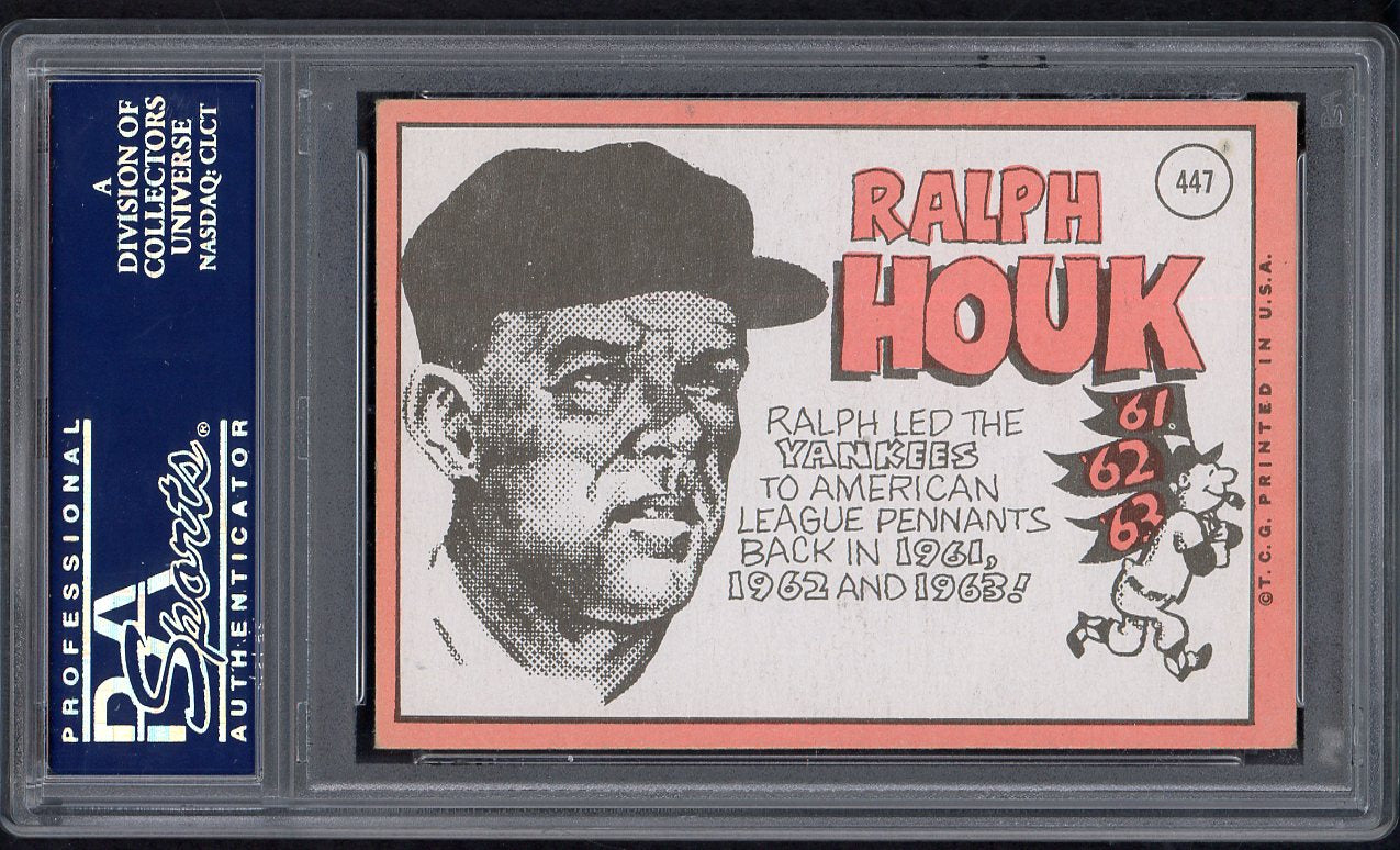 1969 Topps Baseball #447 Ralph Houk Yankees PSA 6 EX-MT White Letter 563424