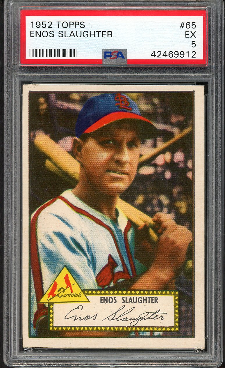 1952 Topps Baseball #065 Enos Slaughter Cardinals PSA 5 EX Red 563437