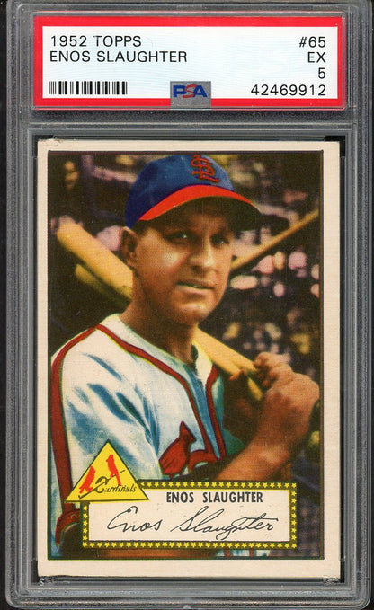 1952 Topps Baseball #065 Enos Slaughter Cardinals PSA 5 EX Red 563437