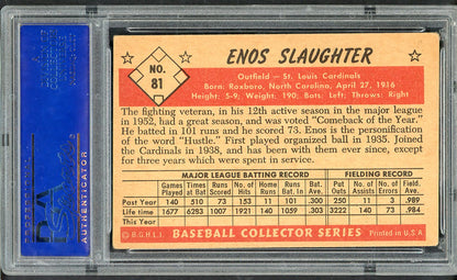 1953 Bowman Color Baseball #081 Enos Slaughter Cardinals PSA 5 EX 563438