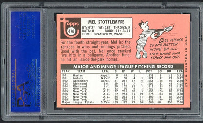 1969 Topps Baseball #470 Mel Stottlemyre Yankees PSA 6 EX-MT White Letter 563440