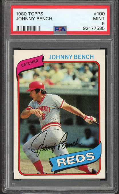 1980 Topps Baseball #100 Johnny Bench Reds PSA 9 MINT 563441