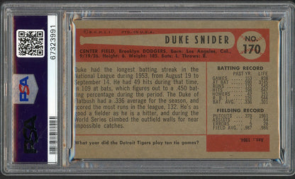 1954 Bowman Baseball #170 Duke Snider Dodgers PSA 5 EX 563443