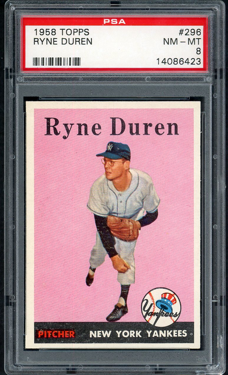 1958 Topps Baseball #296 Ryne Duren Yankees PSA 8 NM/MT 563448