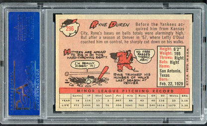 1958 Topps Baseball #296 Ryne Duren Yankees PSA 8 NM/MT 563448