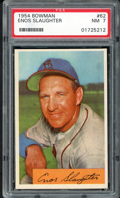 1954 Bowman Baseball #062 Enos Slaughter Cardinals PSA 7 NM 563451