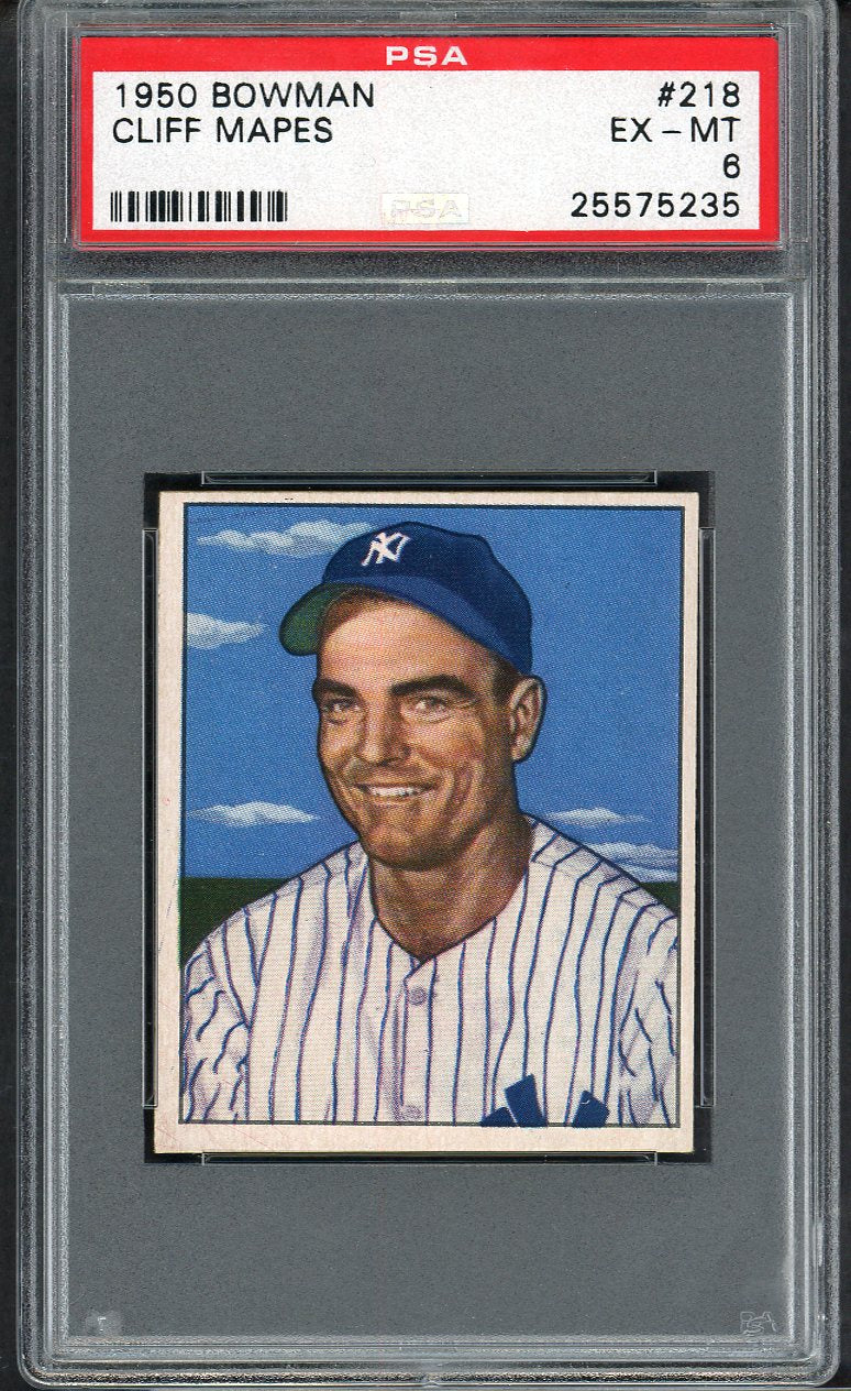 1950 Bowman Baseball #218 Cliff Mapes Yankees PSA 6 EX-MT 563454