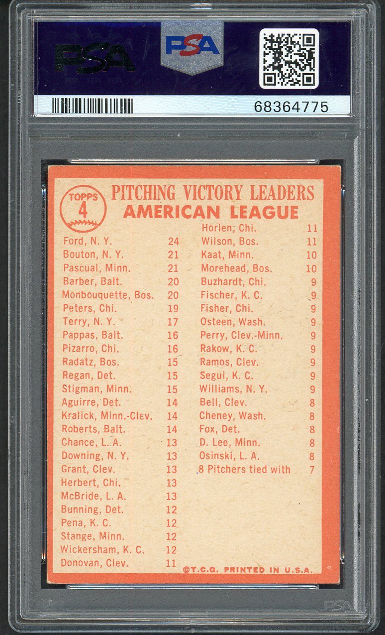 1964 Topps Baseball #004 A.L. Win Leaders Whitey Ford PSA 5 EX 563460