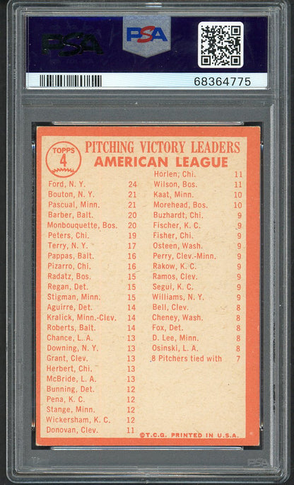 1964 Topps Baseball #004 A.L. Win Leaders Whitey Ford PSA 5 EX 563460