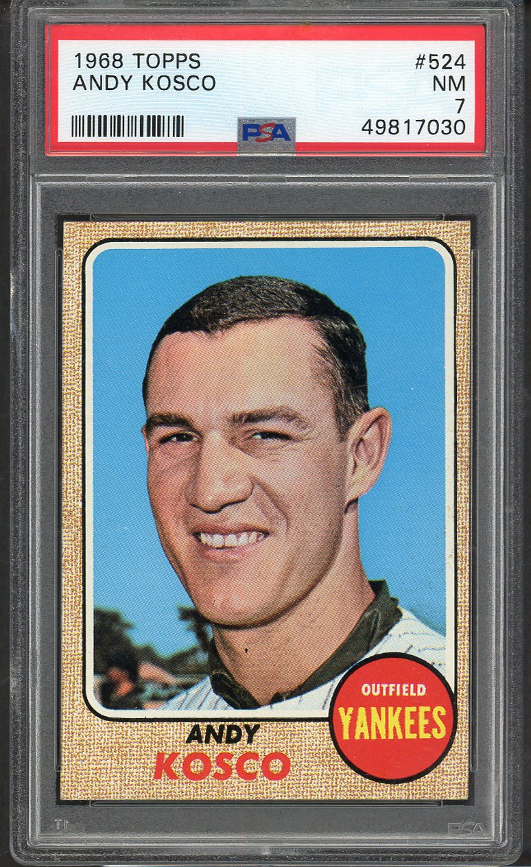 1968 Topps Baseball #524 Andy Kosco Yankees PSA 7 NM 563462