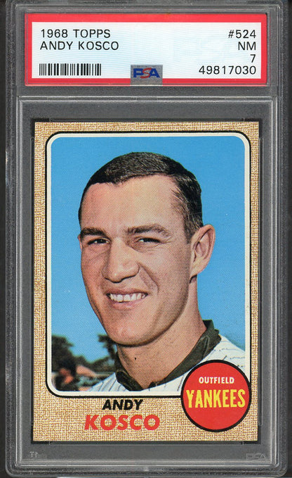 1968 Topps Baseball #524 Andy Kosco Yankees PSA 7 NM 563462