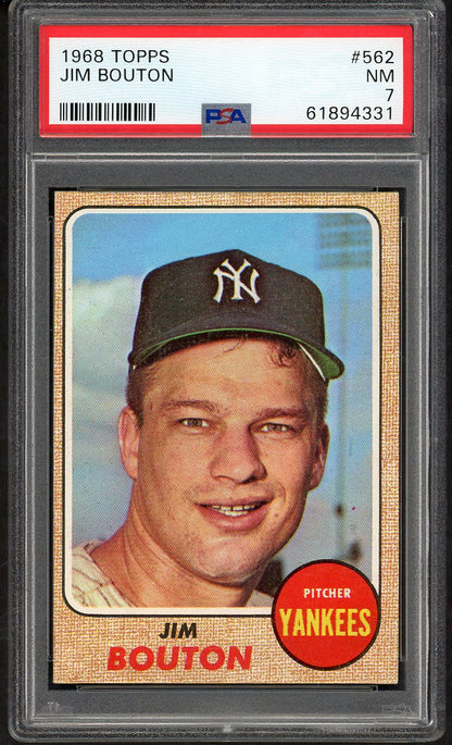 1968 Topps Baseball #562 Jim Bouton Yankees PSA 7 NM 563464