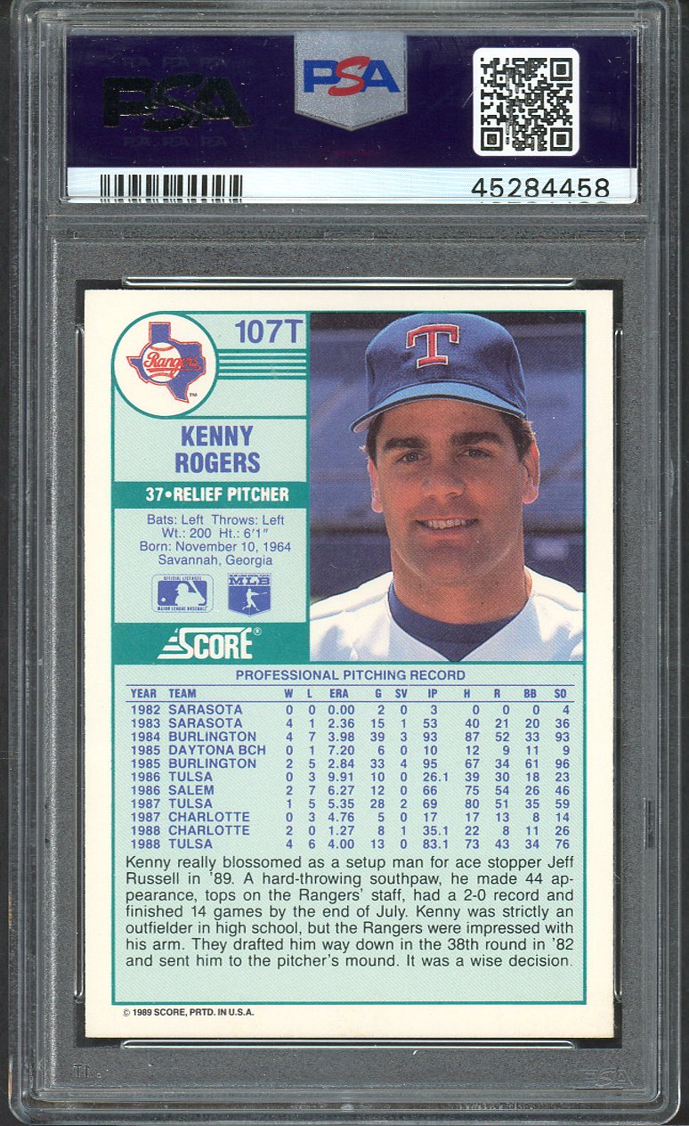 1989 Score Traded #107T Kenny Rogers Rangers PSA 8 NM/MT 563465